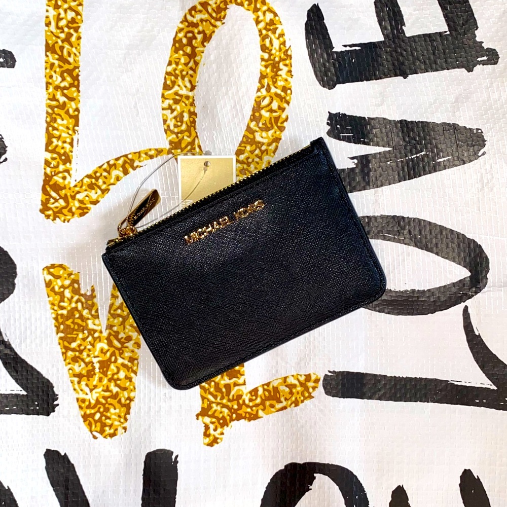 🖤💕NWT!Michael Kors BLACK ID coin pouch wallet
